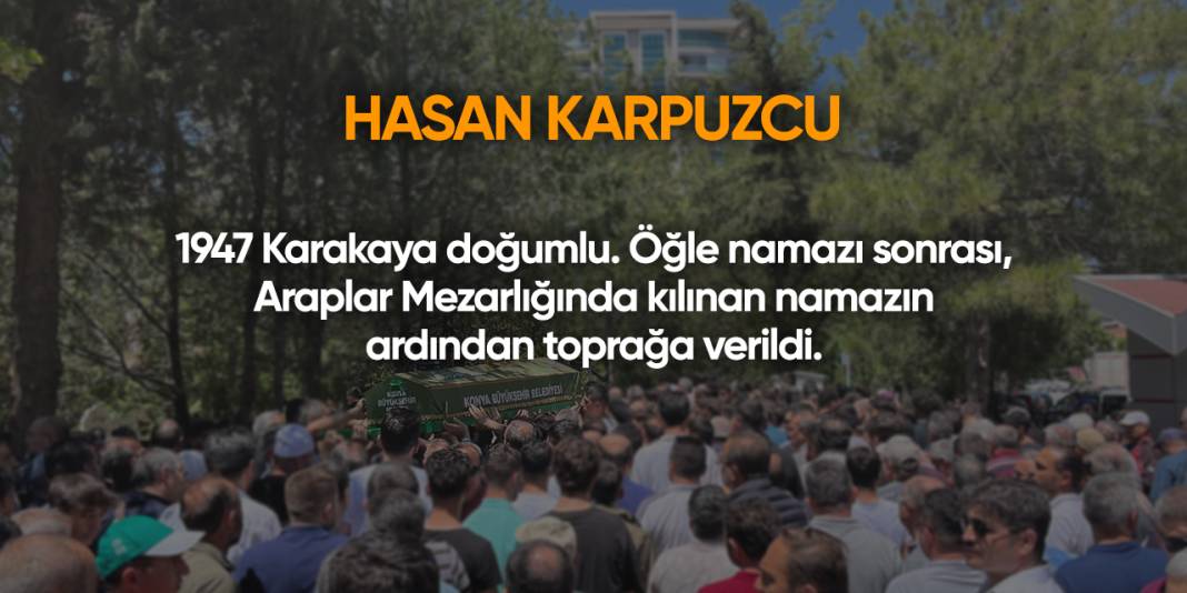 Konya'da bugün vefat edenler | 1 Ekim 2025 12